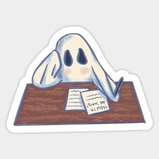 Ghostie Studying For Finals Sticker